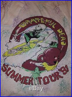 Vintage Grateful Dead Concert T Shirt Size M Summer Tour 1991 Surfing Skeleton