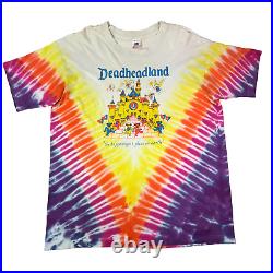 Vintage Grateful Dead Deadheadland XL 90s Mens T Shirt Bears Tie Dye 23.5 X 31