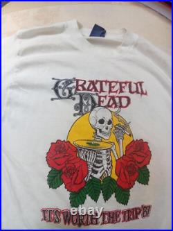 Vintage Grateful Dead It's Worth The Trip Smokin''87 Large Concert T-Shirt