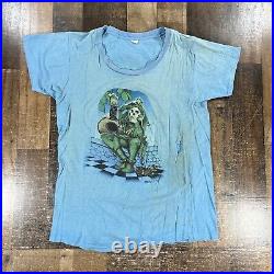 Vintage Grateful Dead Mens Shirt Medium Blue 1973 Design by Mouse Single Stitch