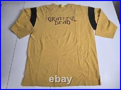 Vintage Grateful Dead Mustard Yellow Football Jersey T Shirt L Rare Embroidered