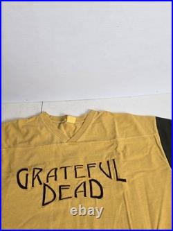 Vintage Grateful Dead Mustard Yellow Football Jersey T Shirt L Rare Embroidered