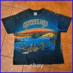 Vintage Grateful Dead San Francisco Golden Gate All Over Print T Shirt 1990 XL