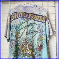 Vintage Grateful Dead Ship Of Fools 90s VTG Thrashed Tie Dye T Shirt XL