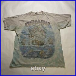 Vintage Grateful Dead Ship of Fools Tie Dye Liquid Blue T-Shirt Size Large