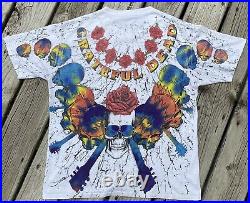 Vintage Grateful Dead Shirt L 21 x 27 Skull 1992 Psychedelic Rare Guitars Roses