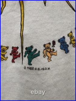 Vintage Grateful Dead Shirt Mens Large White Dancing Bears Long Sleeve Tee 1988