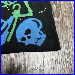 Vintage Grateful Dead Shirt Mens XL Black Skeleton All Over Print Brockum 90s