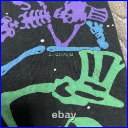 Vintage Grateful Dead Shirt Mens XL Black Skeleton All Over Print Brockum 90s
