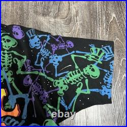 Vintage Grateful Dead Shirt Mens XL Black Skeleton All Over Print Brockum 90s