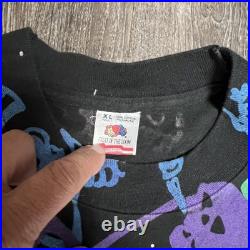 Vintage Grateful Dead Shirt Mens XL Black Skeleton All Over Print Brockum 90s