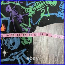 Vintage Grateful Dead Shirt Mens XL Black Skeleton All Over Print Brockum 90s