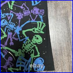 Vintage Grateful Dead Shirt Mens XL Black Skeleton All Over Print Brockum 90s