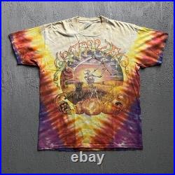 Vintage Grateful Dead Shirt XL Tie Dye 1990s Fall Tour Skeleton