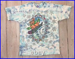 Vintage Grateful Dead Snowboarding Skiing Bears Tie Dye T-Shirt Size Large