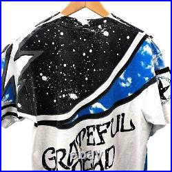 Vintage Grateful Dead Steal Your Face Graphic Skull Liquid Blue T Shirt Large 94