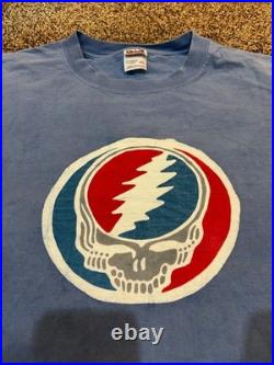 Vintage Grateful Dead Steal Your Face Logo Graphic T-Shirt Blue XL