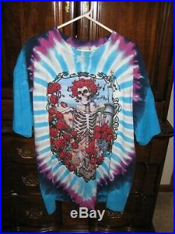 Vintage Grateful Dead T-Shirt 1965-1995 Tie Dye Liquid Blue Size XL
