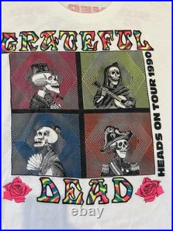 Vintage Grateful Dead T Shirt 1990 Summer Tour Heads On Tour XL