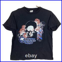 Vintage Grateful Dead T-Shirt Medium Skull and Roses Black 70s Band Tee