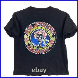 Vintage Grateful Dead T-Shirt Medium Skull and Roses Black 70s Band Tee