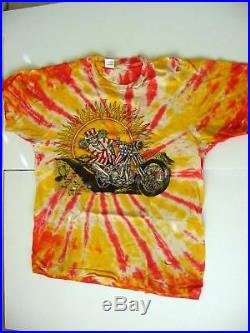 Vintage Grateful Dead T Shirt Tie Dye Motorcycle Large Ellis D 1990