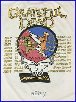 Vintage Grateful Dead Tee Shirt Size XL Summer Tour 1993 Single Stitched