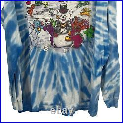 Vintage Grateful Dead Tie Dye Mens XL Blue Bear Snow Globe T Shirt Tee 90s 1997