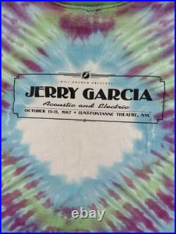 Vintage Jerry Garcia 1987 Broadway Tie Dye Shirt Large Single Stitch Deadhead NY