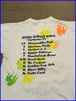Vintage Jerry Garcia Band T-Shirt Single Stitch Tour 1989 Grateful Dead L Tiger