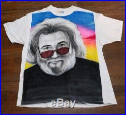 Vintage Jerry Garcia Face T-Shirt All Over Grateful Dead 90s Hair Men's XL