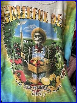 Vintage Liquid Blue 1998 Grateful Dead Keep It Green Tie Dye Band TEE EUC RARE