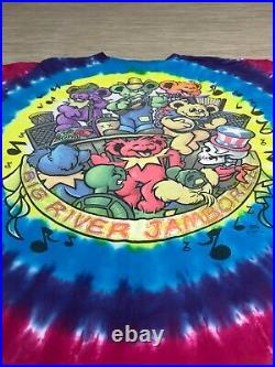 Vintage Liquid Blue Grateful Dead Bears Big River Jamboree Tie Dye T-Shirt XL