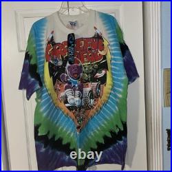 Vintage Liquid Blue Grateful Dead Cosmic Charlie 1997 Tie Dye Bear T-shirt (XL)
