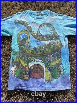 Vintage Liquid Blue Grateful Dead Rollercoaster Tshirt Size Large 1993 Brockum