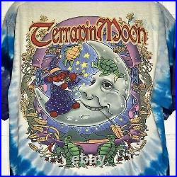 Vintage Liquid Blue Grateful Dead Shirt Bear Terrapin Moon Tie Dye Medium Y2K