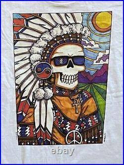 Vintage Liquid Blue Grateful Dead Skeleton Chief T Shirt Men's L 1990