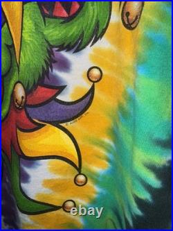 Vintage Single Stitch Liquid Blue Grateful Dead Tie-Dye Jester Bear Shirt Medium