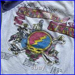 Vintage Spring 1986 Grateful Dead Tour Raglan T Shirt Size Unisex Small