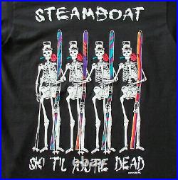 Vintage Steamboat Colorado Ski Til Your Dead Graphic T-Shirt Skeletons Grateful