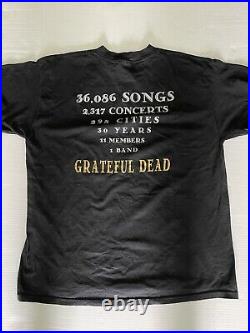 Vintage VTG Grateful Dead Black Steal Your Face Stats T Shirt XL 1995 GDM Tultex