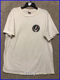 Vintage VTG Grateful Dead White Steal Your Face Stats T Shirt XL 1995 1996 Tour
