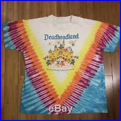 Vintage Vtg 90s Grateful Dead Deadheadland Tie Dye Band T-shirt Size XL