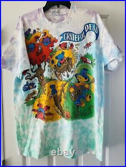 Vintage grateful dead t-shirt liquid blue Rise & Fall Tour Size XL GDM Bears
