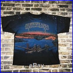 Vtg 1990 Grateful Dead Large T shirt All Over Art Bridges Faded Single Stitch