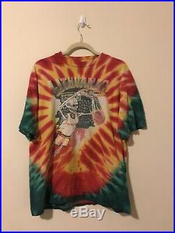 Vtg 1992 Grateful Dead Lithuania Tie-dye T-shirt Single Stitch Skullman USA