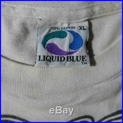 Vtg 1993 Grateful Dead Tie-Dye T-Shirt Wave That Flag Liquid Blue, Size XL