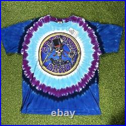 Vtg 1999 Deadstock Grateful Dead Tie Dye Skeleton Liquid Blue T-Shirt NWT XL 90s