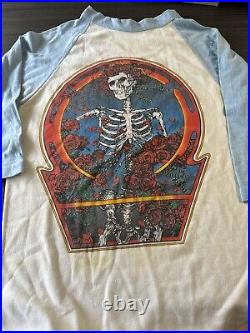 Vtg 80's GRATEFUL DEAD Sold Out Rock Tour. White/blue T-Shirt Size L Grail Rare