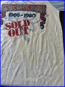 Vtg 80's GRATEFUL DEAD Sold Out Rock Tour. White/blue T-Shirt Size L Grail Rare